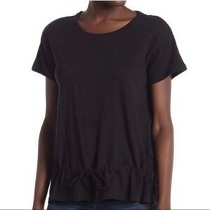 NWT Madewell Black Cinch Waist Drawstring Short Sleeve Top XSmall